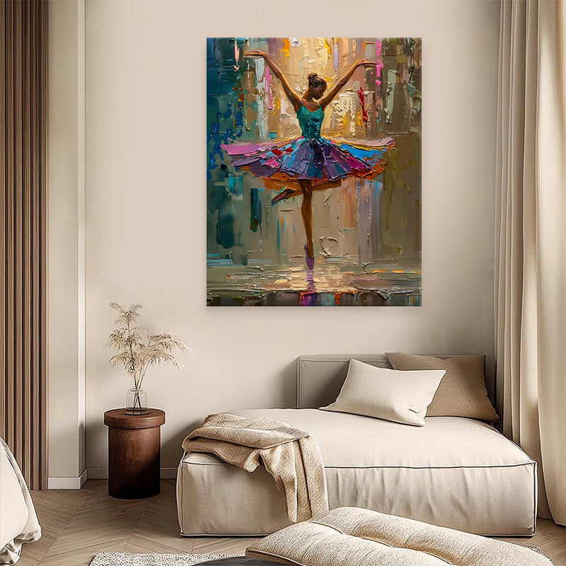 Abstract Dance Girl Oil Painting | Hand-Painted Canvas Wall Art for Living Room