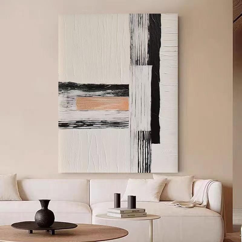 Wabi Sabi Abstract Oil Painting - Hand Drawn Modern Wall Art for Living Room | Unframed Canvas