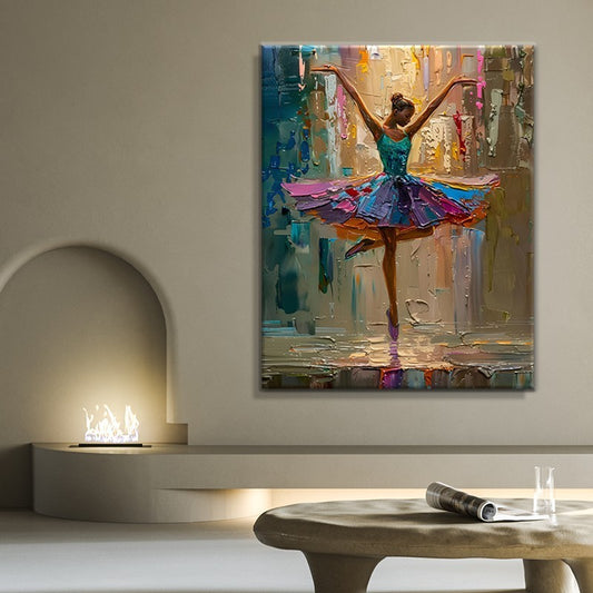 Abstract Dance Girl Oil Painting | Hand-Painted Canvas Wall Art for Living Room