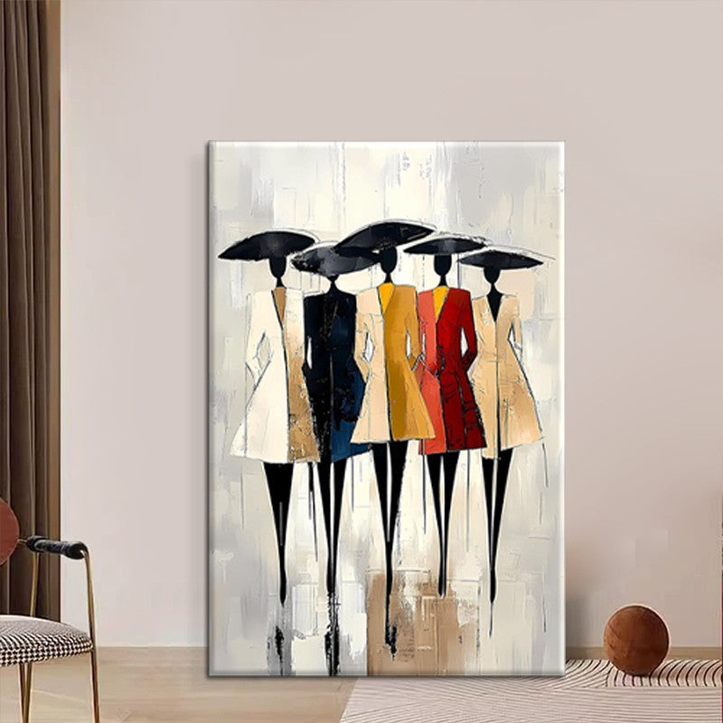 African Woman Canvas Wall Art | Hand-Painted Oil Painting for Living Room | Modern Abstract Portrait Decor