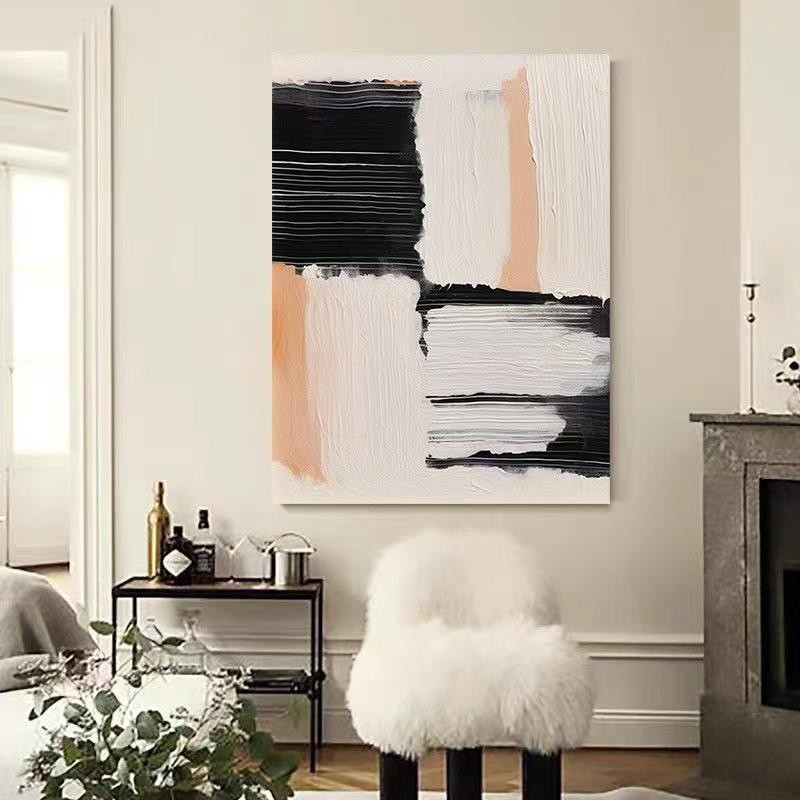 Wabi Sabi Abstract Oil Painting - Hand Drawn Modern Wall Art for Living Room | Unframed Canvas