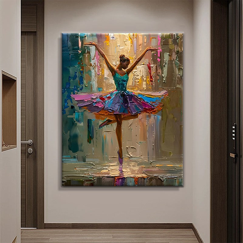 Abstract Dance Girl Oil Painting | Hand-Painted Canvas Wall Art for Living Room