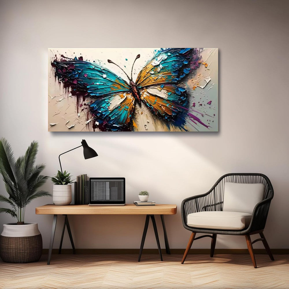 Handmade Butterfly Oil Painting Canvas Wall Art - Abstract Animal Texture Art for Living Room & Bedroom Decor