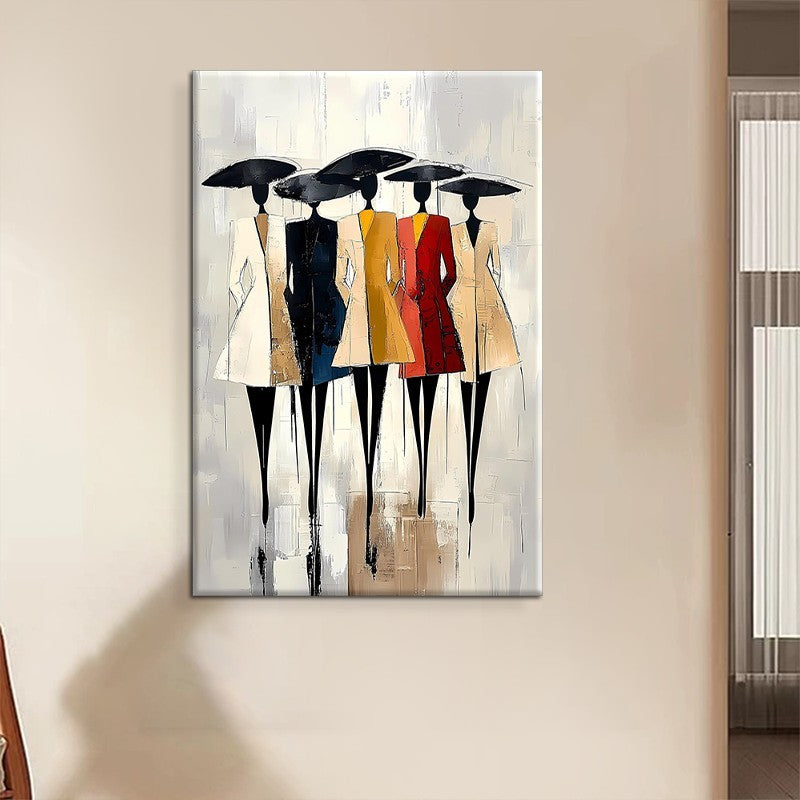 African Woman Canvas Wall Art | Hand-Painted Oil Painting for Living Room | Modern Abstract Portrait Decor