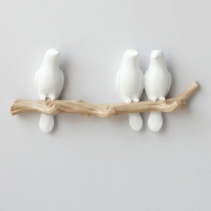 Decorative Bird Wall Hook - No Drill Key & Coat Hanger for Hallway Entrance