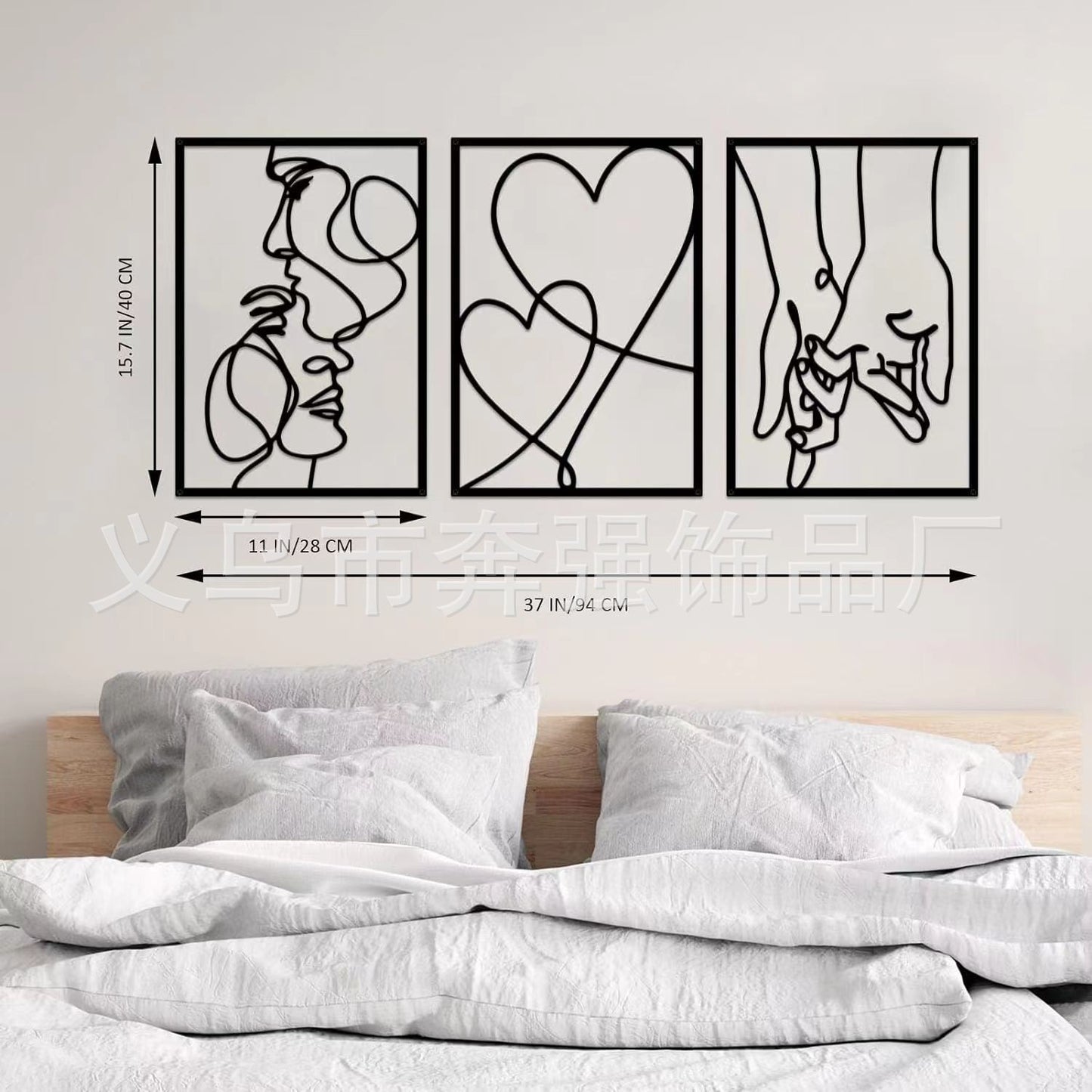 3 Piece Metal Wall Art Set - Modern Minimalist Wall Decor for Bedroom & Living Room