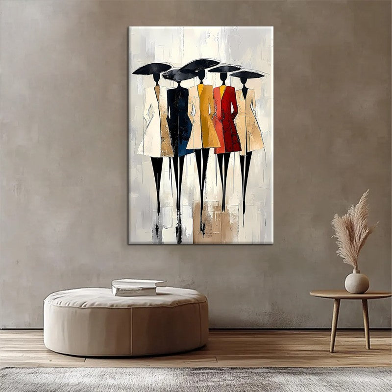 African Woman Canvas Wall Art | Hand-Painted Oil Painting for Living Room | Modern Abstract Portrait Decor