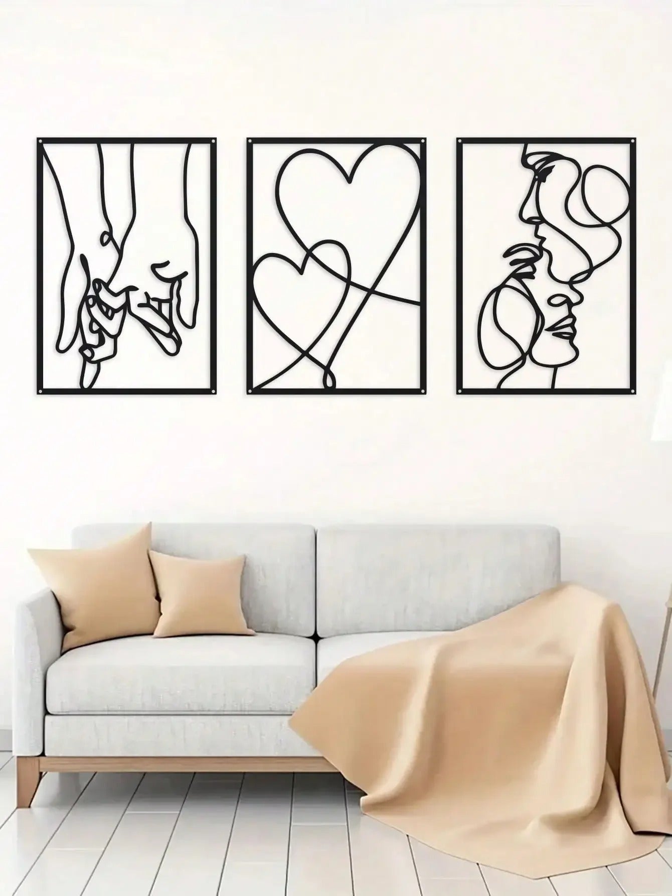 3 Piece Metal Wall Art Set - Modern Minimalist Wall Decor for Bedroom & Living Room