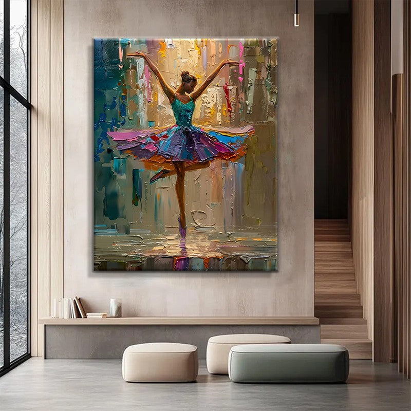 Abstract Dance Girl Oil Painting | Hand-Painted Canvas Wall Art for Living Room