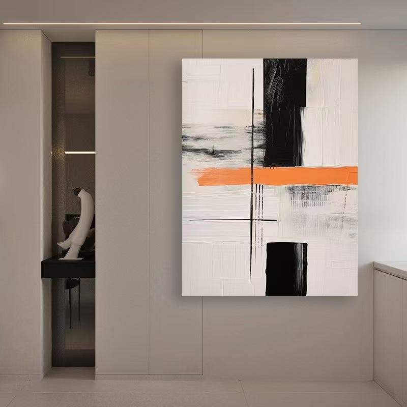 Wabi Sabi Abstract Oil Painting - Hand Drawn Modern Wall Art for Living Room | Unframed Canvas