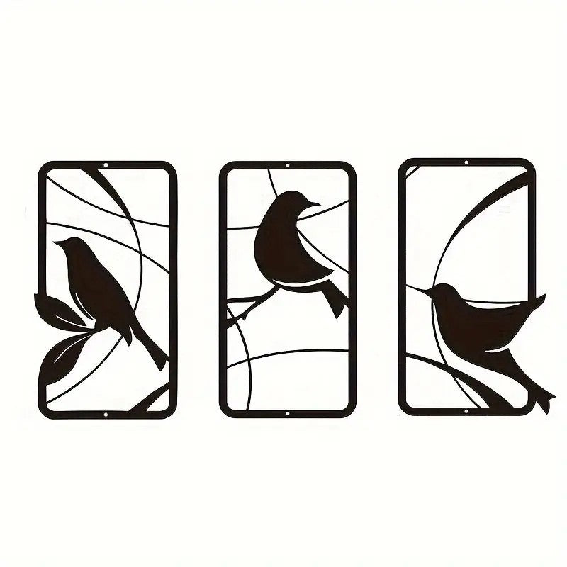 Three Birds Metal Wall Art - Modern Iron Wall Decor for Living Room & Bedroom