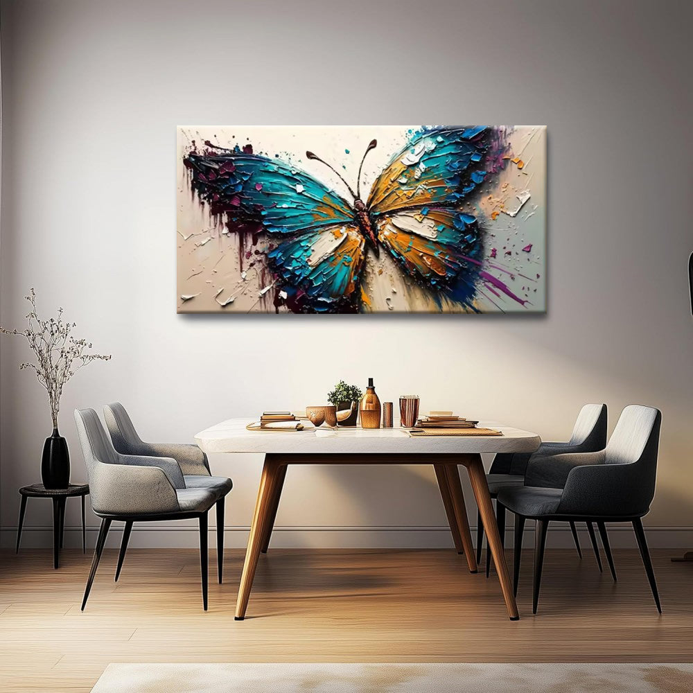 Handmade Butterfly Oil Painting Canvas Wall Art - Abstract Animal Texture Art for Living Room & Bedroom Decor